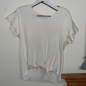 White Tie-Front Sweater